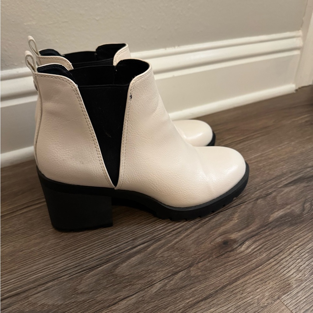 White and Black Ankle Boots